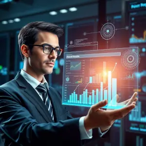 Consultor analizando datos de mercado en pantalla