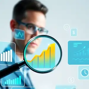 Consultor analizando datos de mercado en pantalla